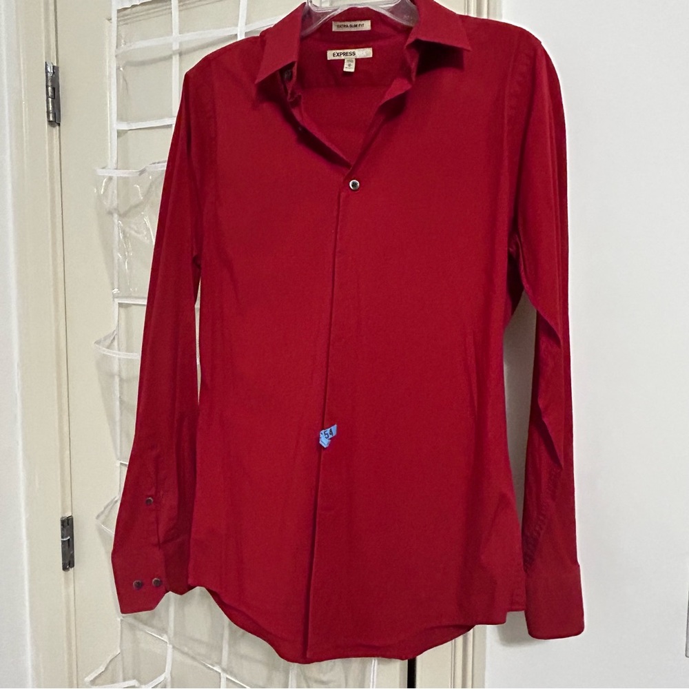 Express Men's Red Casual Button Down Shirt